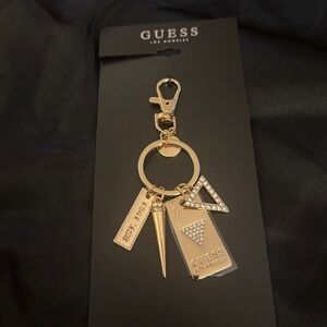 NEW Guess logo Goldtone charm clip Keychain